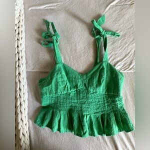 Green cropped Top with Tie Straps